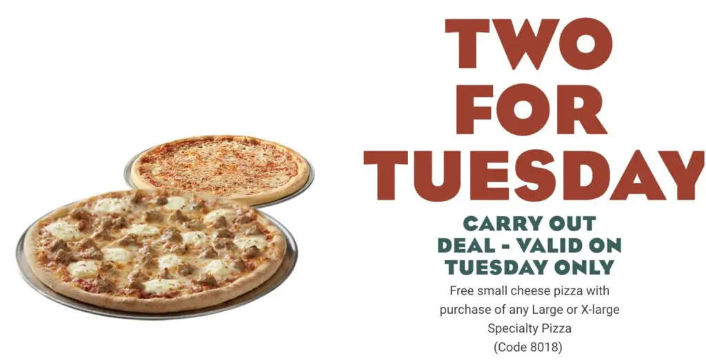 Papa Gino's Two for Tuesday Carry Out Deal