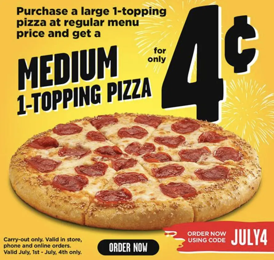 Hungry Howie's 4th of July pizza deal