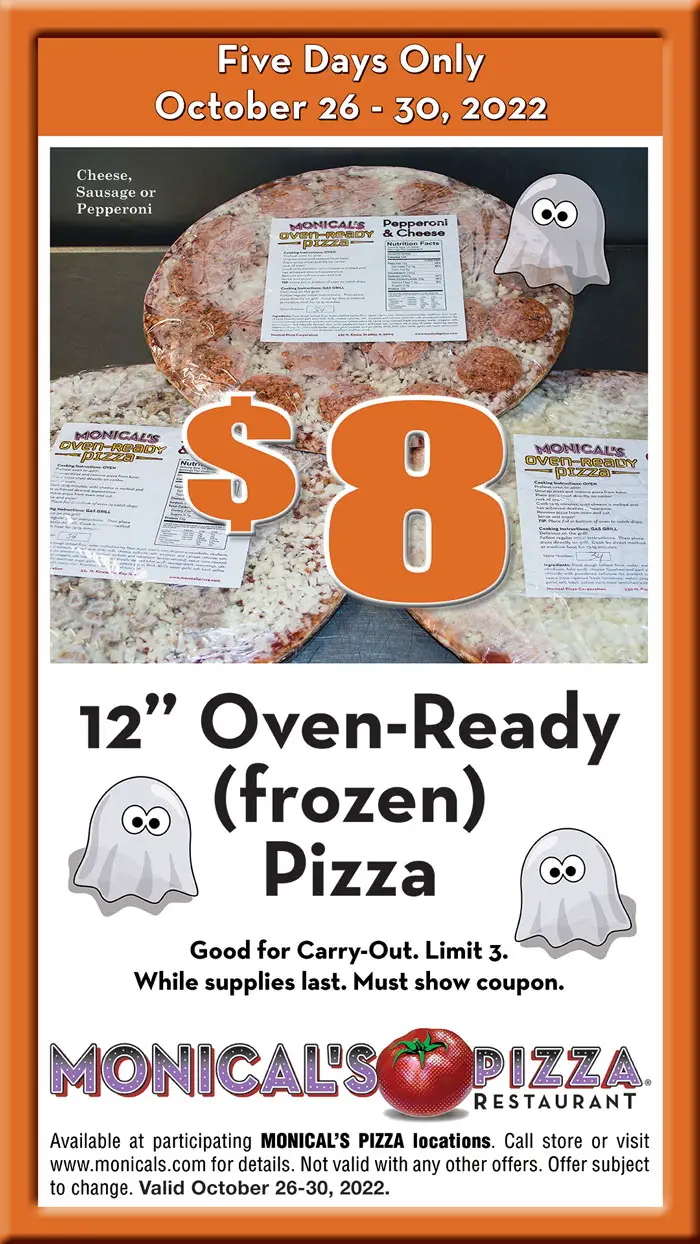 Monical's Pizza Halloween Deals - Frozen Pizza