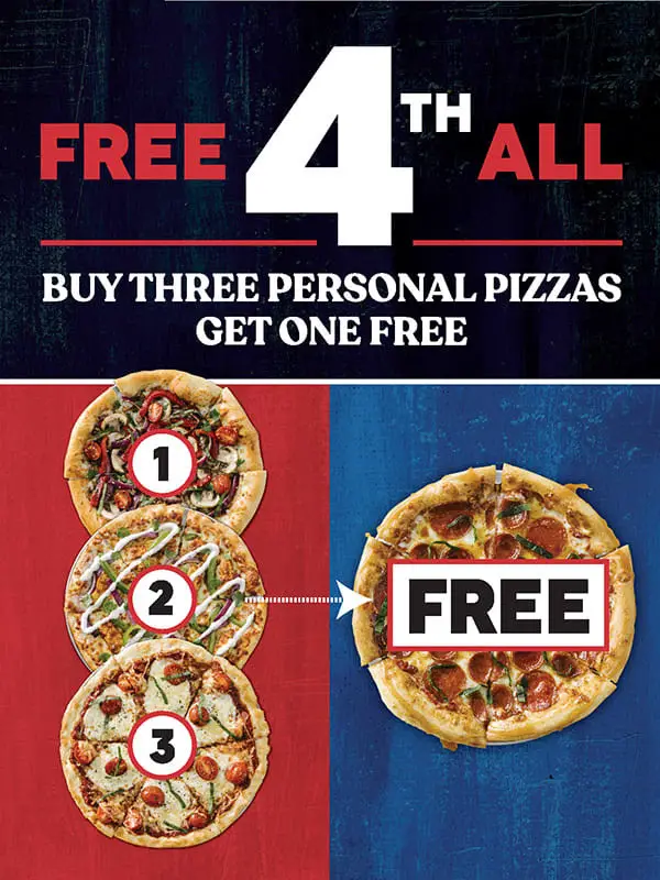 Pie Five Pizza Presidents Day Buy 3 Pizzas, Get 4th Pizza FREE