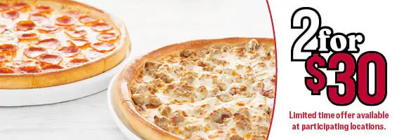 Godfather's Pizza Presidents Day Get 2 Large 1 Topping Pizzas for $30