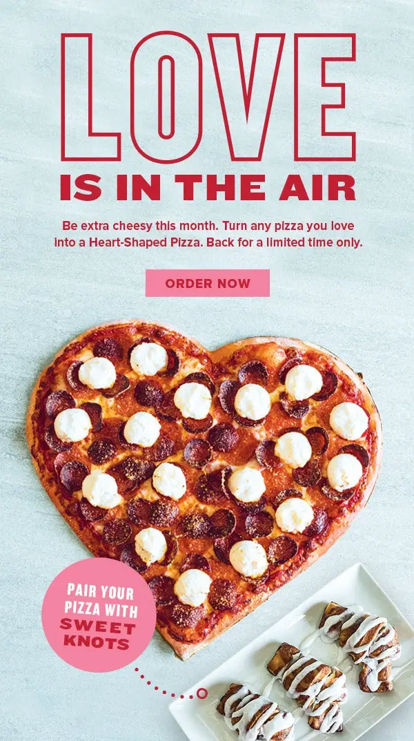 Fresh Brothers Valentine's Day Order Heart Shaped Pizza at Participating Locations