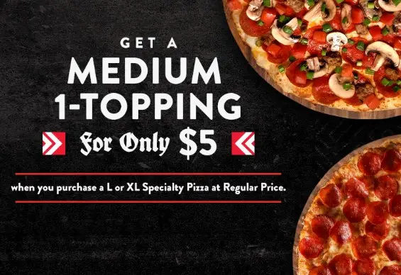 Round Table Pizza Teacher Appreciation Week Get $5 Medium 1-Topping w/ Large or Extra Large Specialty Pizza 