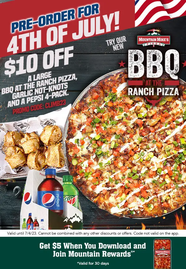 Mountain Mike's Pizza 4th of July Ennjoy $10 Off 4th of July Pizza Bundle