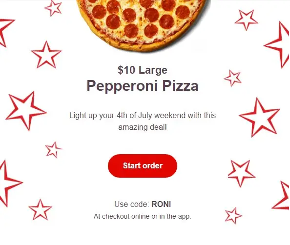 Casey's Pizza 4th of July Get a $10 Large Pepperoni Pizza on 4th of July