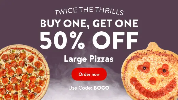 Casey's Pizza Halloween Halloween: Buy One, Get One 50% OFF Large Pizzas