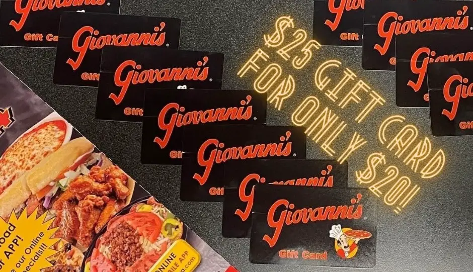 Giovanni's Pizza Thanksgiving Get a $25 Gift Card for Only $20