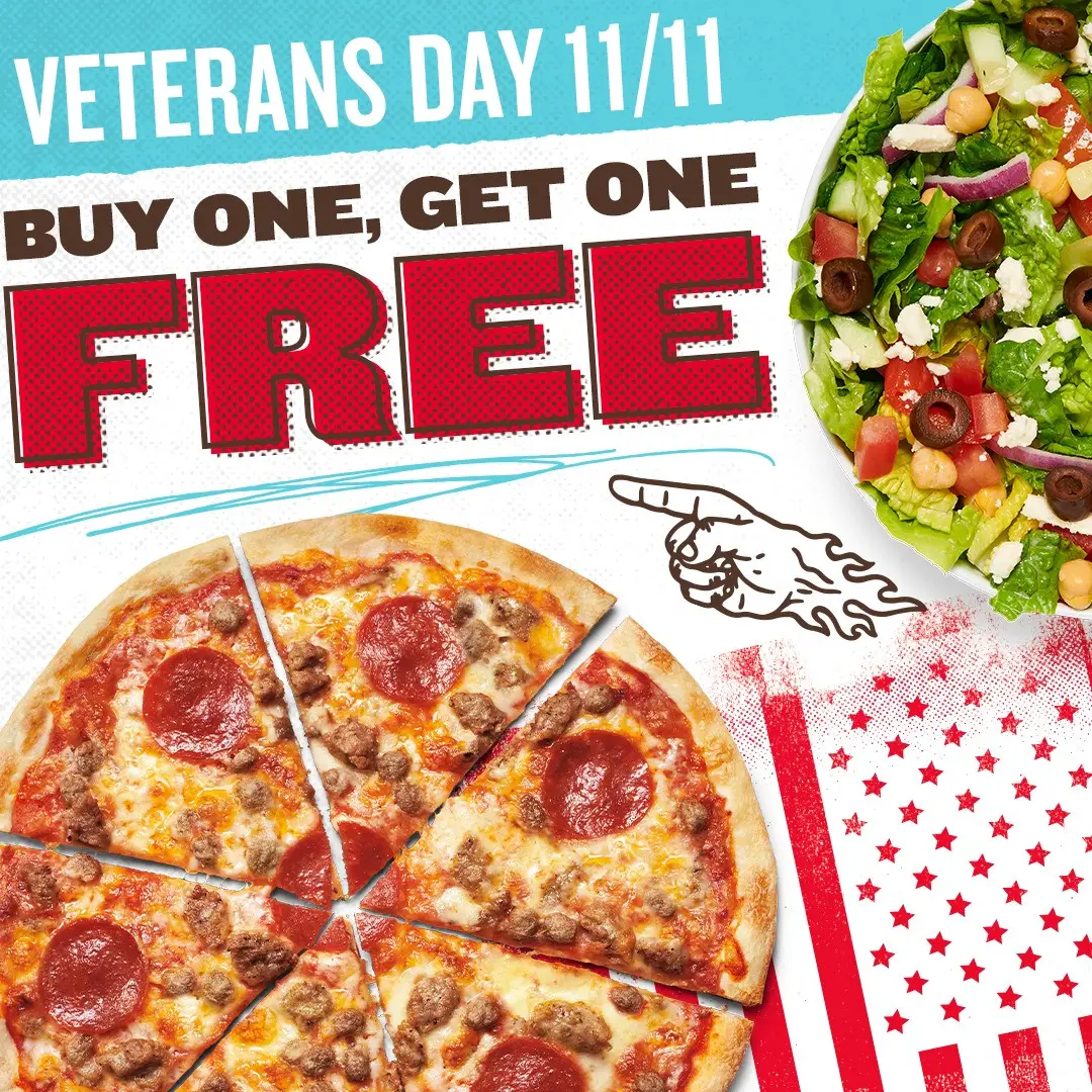 MOD Pizza Veterans Day [Veteran's Day] Free BOGO MOD-size Pizza or Salad for Military Members and Veterans