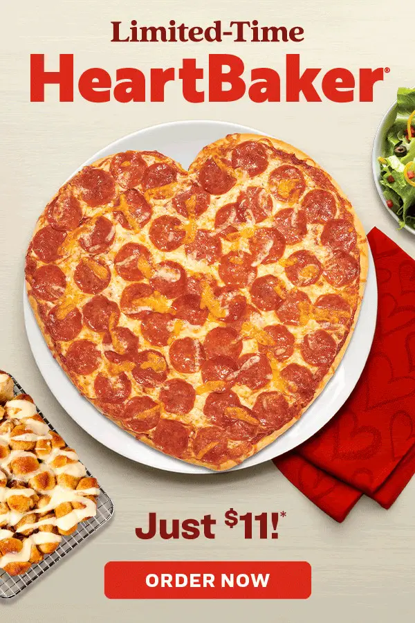 Papa Murphy's Pizza Valentine's Day Get a Large HeartBaker Cheese or Pepperoni Pizza for $11
