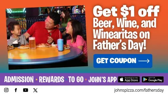 John's Incredible Pizza Father's Day Free Mug on Father's Day + $1 Off Beer, Wine, or Winearitas 