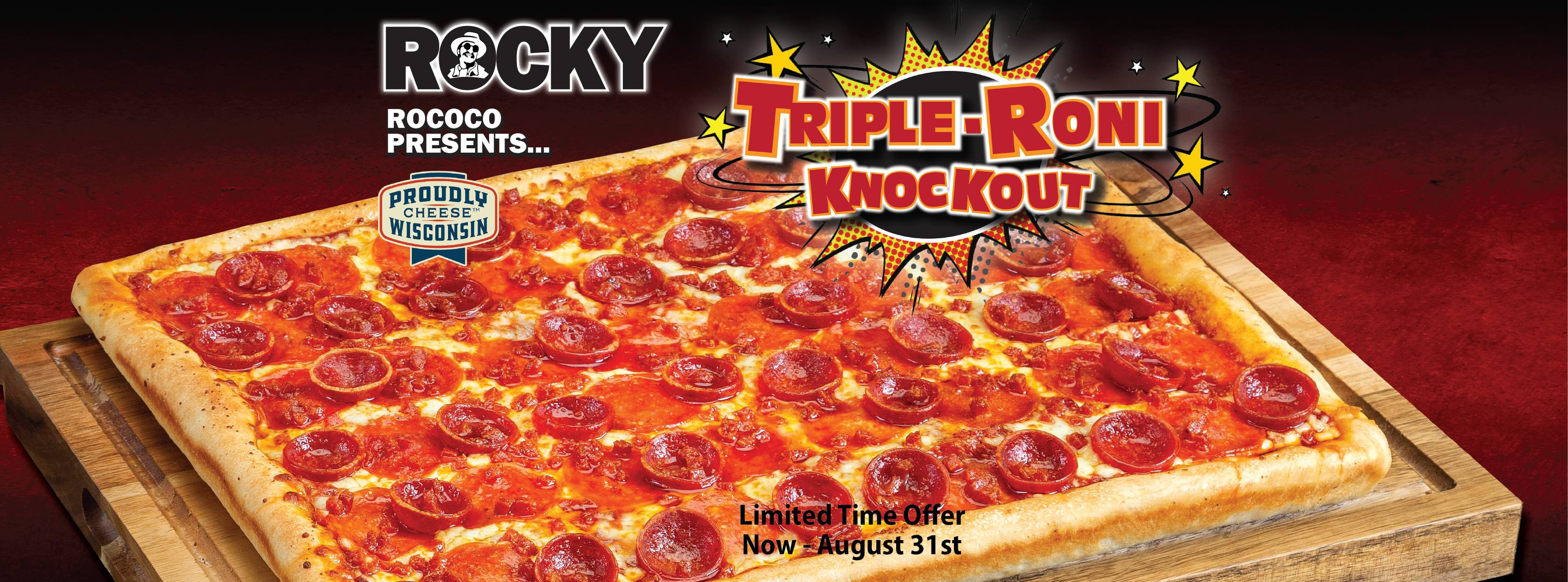 Rocky Rococo Pizza and Pasta 4th of July Get Large Triple-Roni Knockout Pizza for $23.99 Only