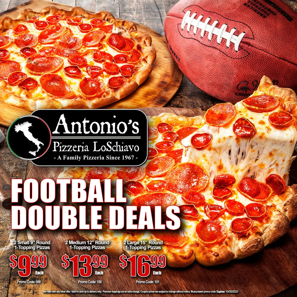 Antonio's Pizza National Pizza Week Double Deal (Medium): 2 Medium 12-inch Round 1-Topping Pizzas for $12.99 Each