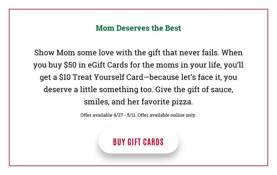 Aurelio's Pizza Printable Coupon Buy $50 eGift Cards, Get Free $10 Bonus eTreat Card