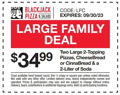 15% Off Blackjack Pizza Coupons, Promo Codes &amp; Deals (Sep 2023)