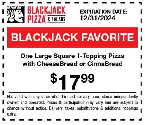 $6 Off Blackjack Pizza Coupons, Promo Codes &amp; Deals (Dec 2024)