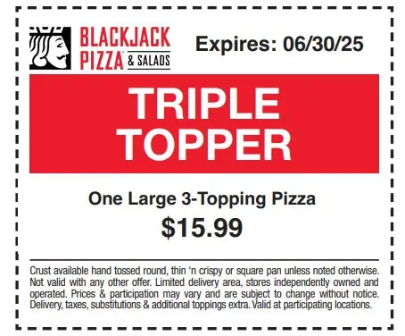 $6 Off Blackjack Pizza Coupons &amp; Deals (Jul 2025)