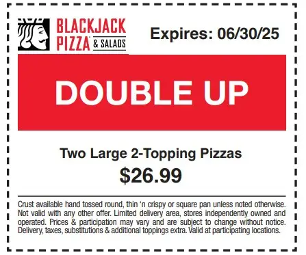 $6 Off Blackjack Pizza Coupons &amp; Deals (Jul 2025)