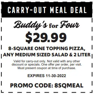 Save Big with Printable Buddy #39 s Pizza Coupons