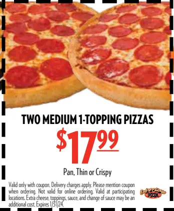 East of Chicago  National Pizza Week Get Two Medium 1-Topping Pizzas for $17.99 Only