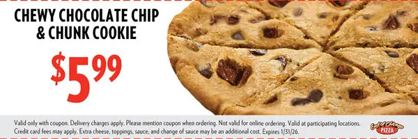 East of Chicago  Printable Coupon Get Chocolate Chip and Chunk Cookie For Only $5.99