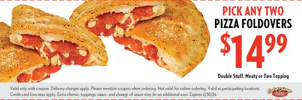 East of Chicago  Printable Coupon Pick Any Two Pizza Foldover for $13.99