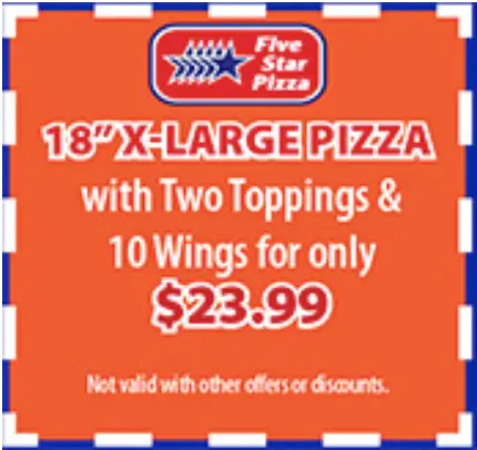 5 star pizza coupons        <h3 class=