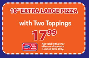 $5 Off Five Star Pizza Coupons, Promo Codes & Deals (Oct 2023)