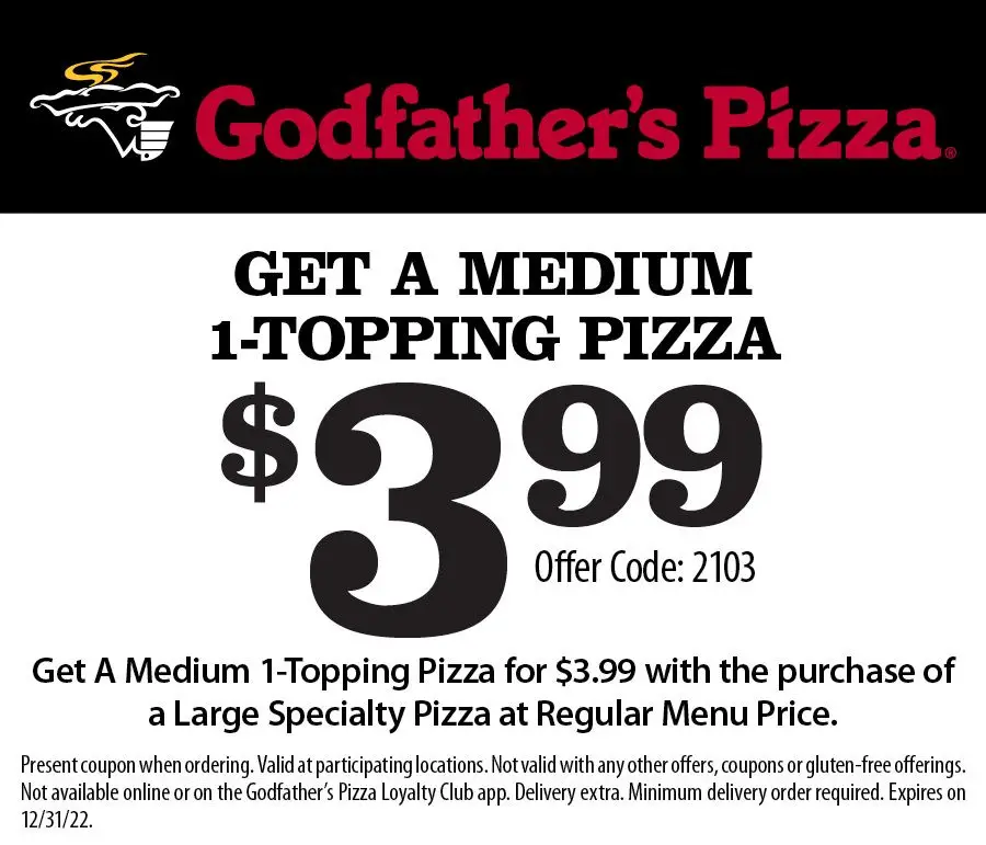 $4 Off Godfather's Pizza Coupons, Promo Codes & Deals (Nov 2022)