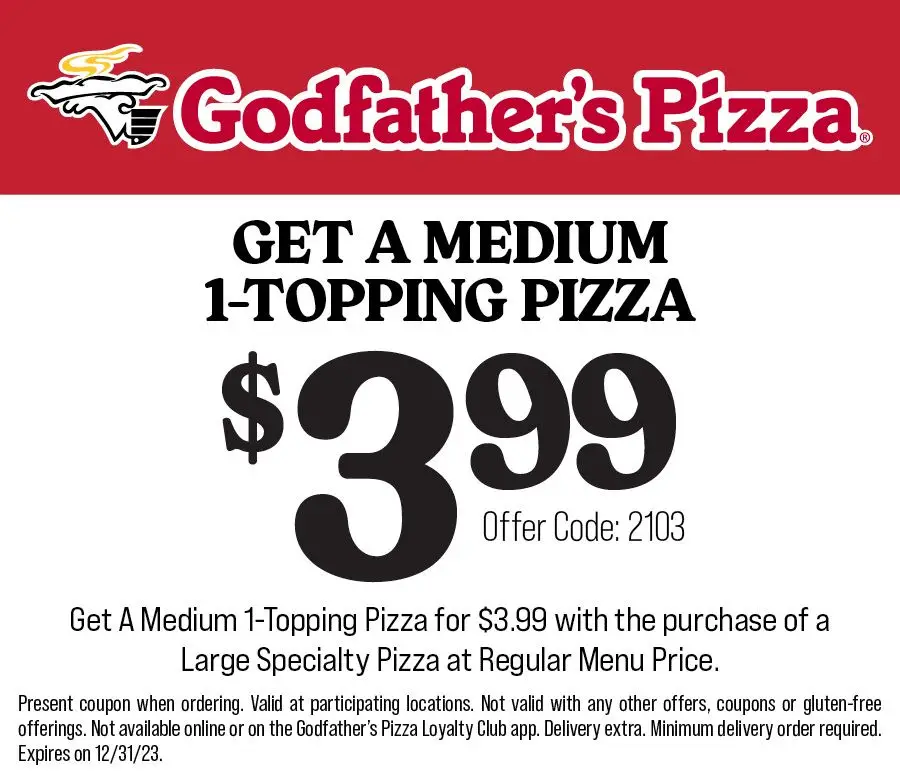 $2 Off Godfather's Pizza Coupons, Promo Codes & Deals (Oct 2023)