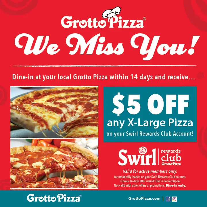 Grotto Pizza Printable Coupon Get $5 OFF Any X Large Pizza