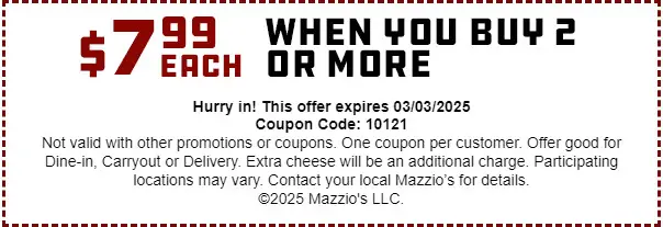 $3 Off Mazzio's Coupons &amp; Deals (Mar 2025)
