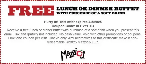 $3 Off Mazzio's Coupons & Deals (Apr 2025)