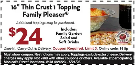 Monical's Pizza National Eat What You Want Day Get 16