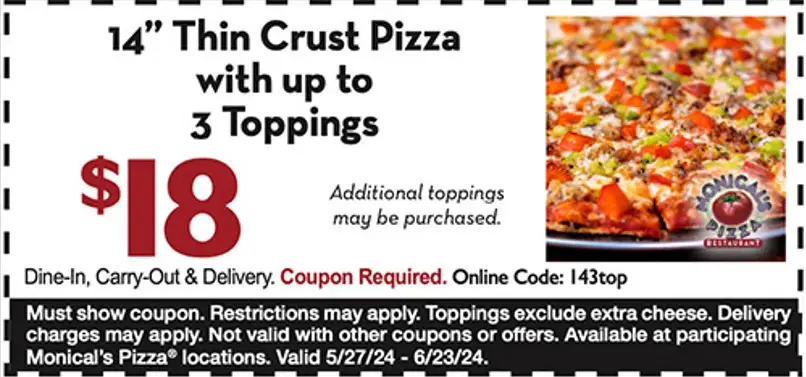 20% Off Monical's Pizza Coupons, Promo Codes &amp; Deals (Jun 2024)