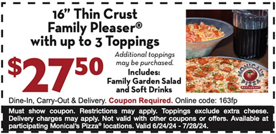 20% Off Monical's Pizza Coupons, Promo Codes & Deals (Jul 2024)