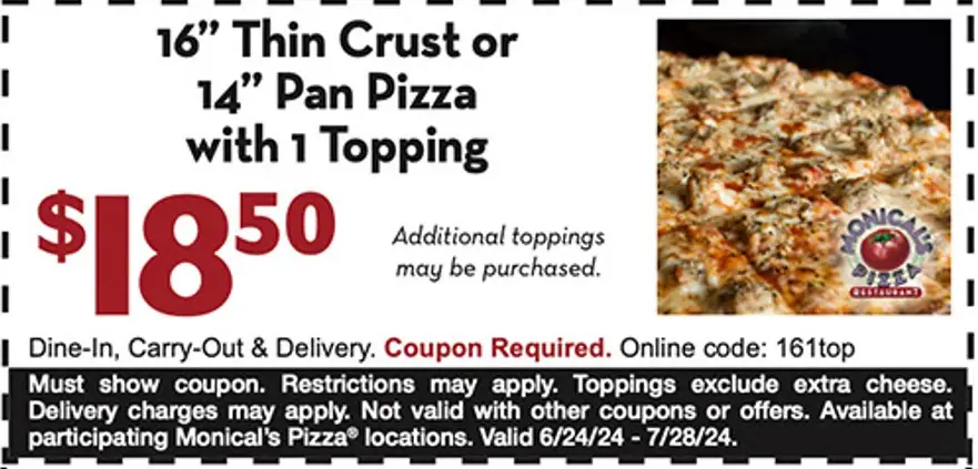 20% Off Monical's Pizza Coupons, Promo Codes &amp; Deals (Jul 2024)