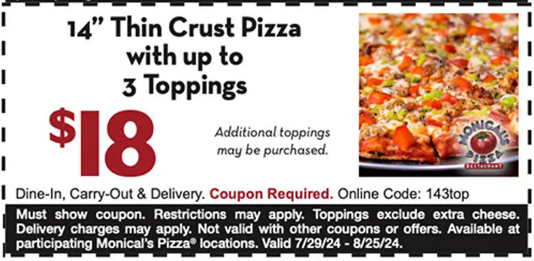 20% Off Monical's Pizza Coupons, Promo Codes &amp; Deals (Aug 2024)