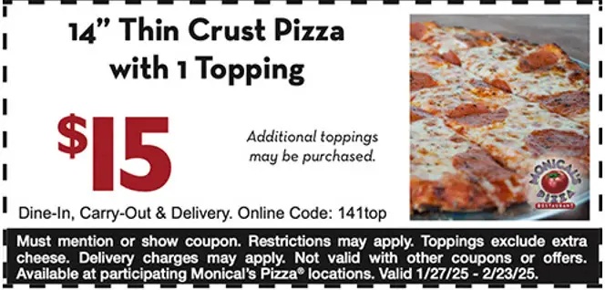 20% Off Monical's Pizza Coupons & Deals (Mar 2025)