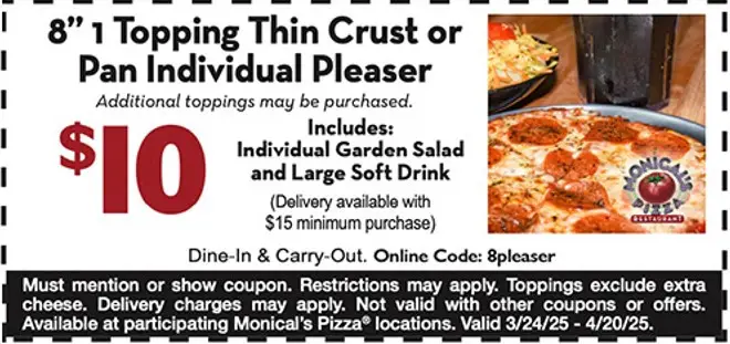 20% Off Monical's Pizza Coupons &amp; Deals (Apr 2025)
