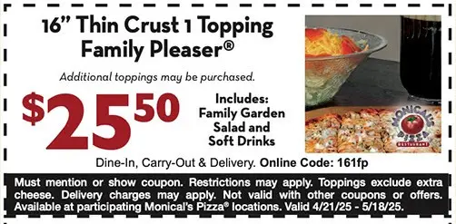 20% Off Monical's Pizza Coupons & Deals (Jun 2025)