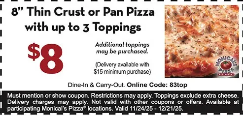 Monical's Pizza Printable Coupon Get 8