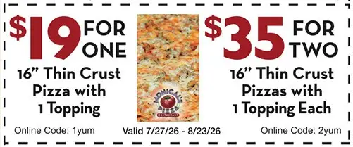 Monical's Pizza Printable Coupon Get Two 16