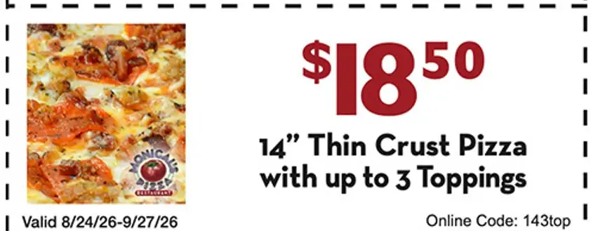 Monical's Pizza Printable Coupon Get 14