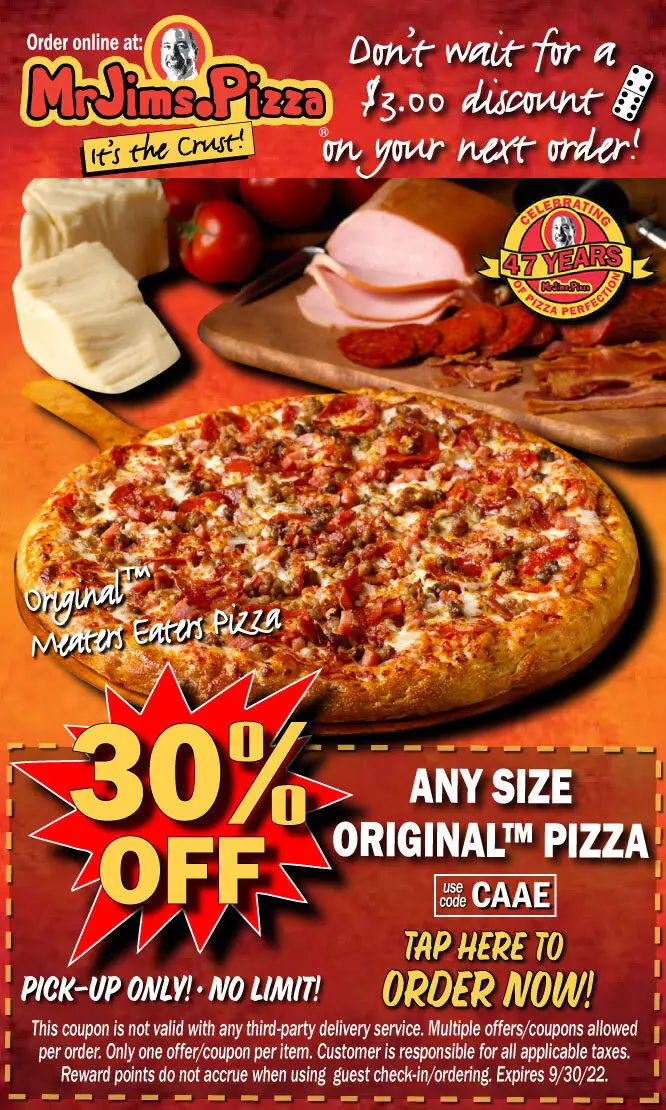 30 Off Mr. Jim's Pizza Coupons, Promo Codes & Deals (Aug 2022)