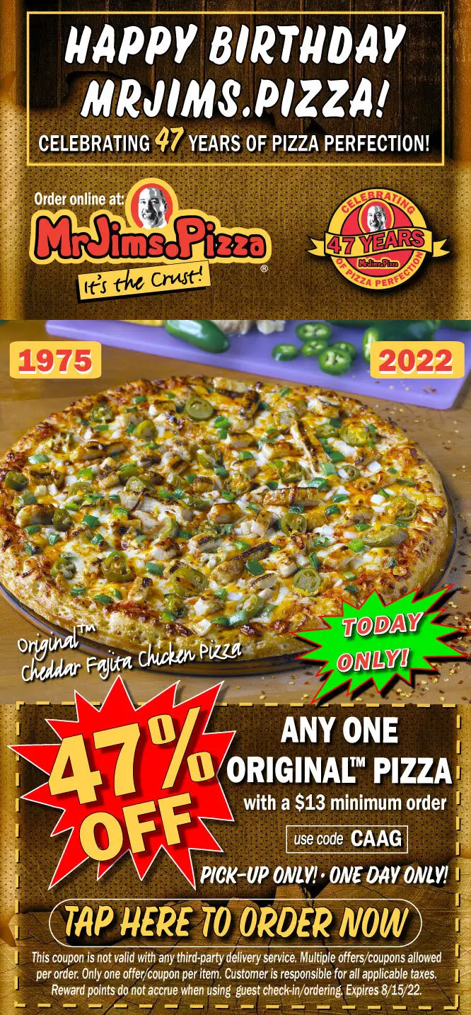 40 Off Mr. Jim's Pizza Coupons, Promo Codes & Deals (May 2023)