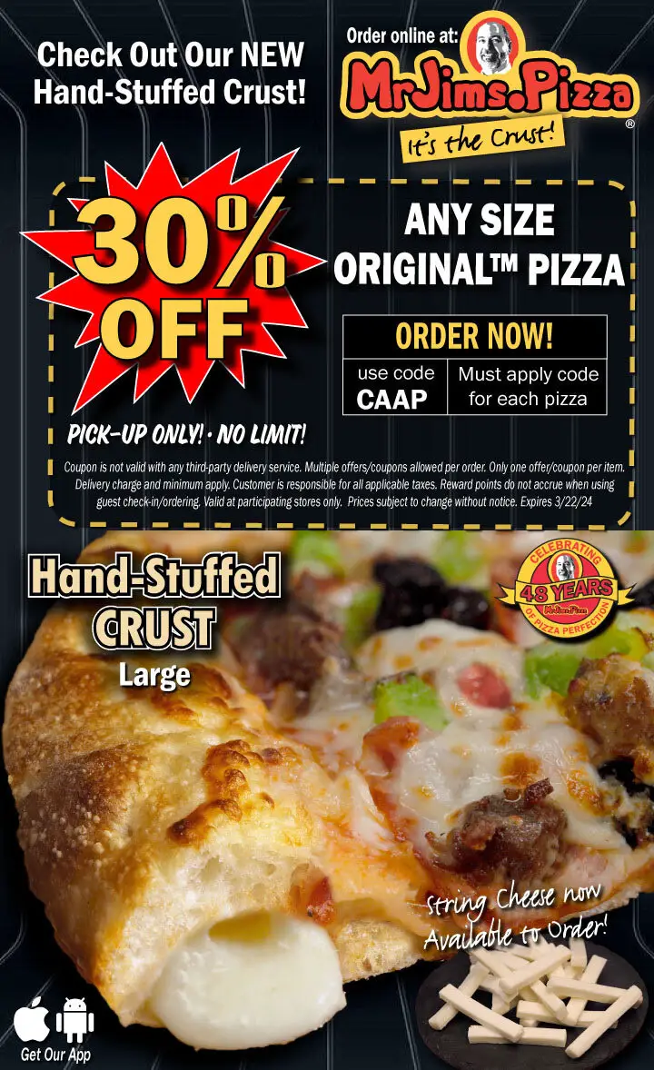 15 Off Mr. Jim's Pizza Coupons, Promo Codes & Deals (Mar 2024)