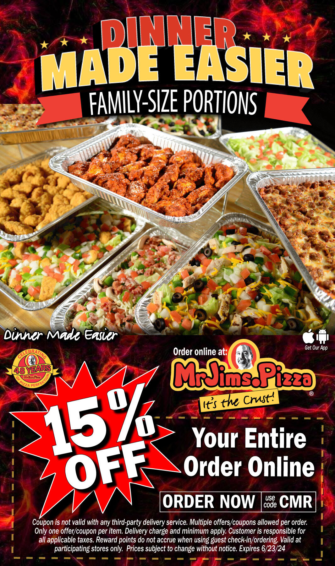 Mr. Jim's Pizza Memorial Day Get 15% Off Your Entire Order Online