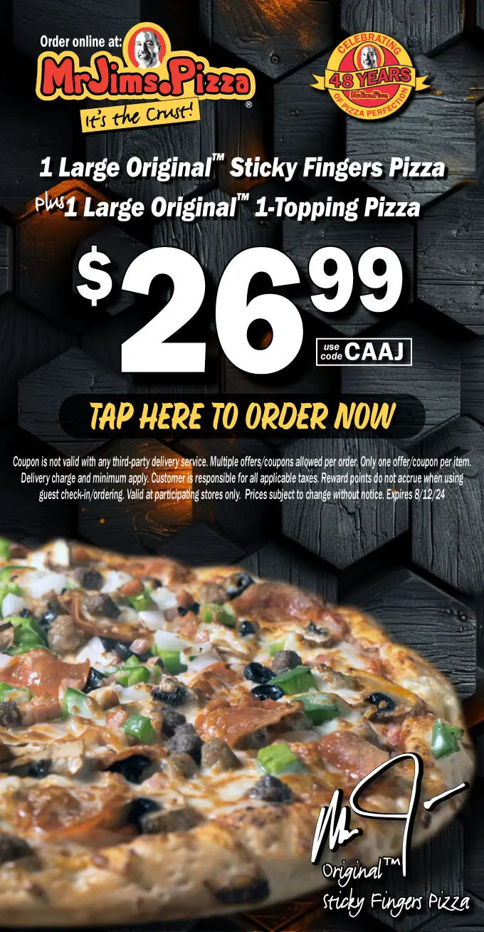 30 Off Mr. Jim's Pizza Coupons, Promo Codes & Deals (Jul 2024)