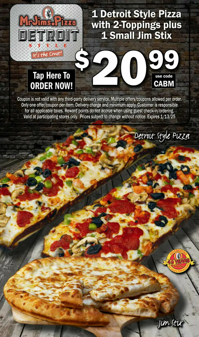 15% Off Mr. Jim's Pizza Coupons &amp; Deals (Jan 2025)