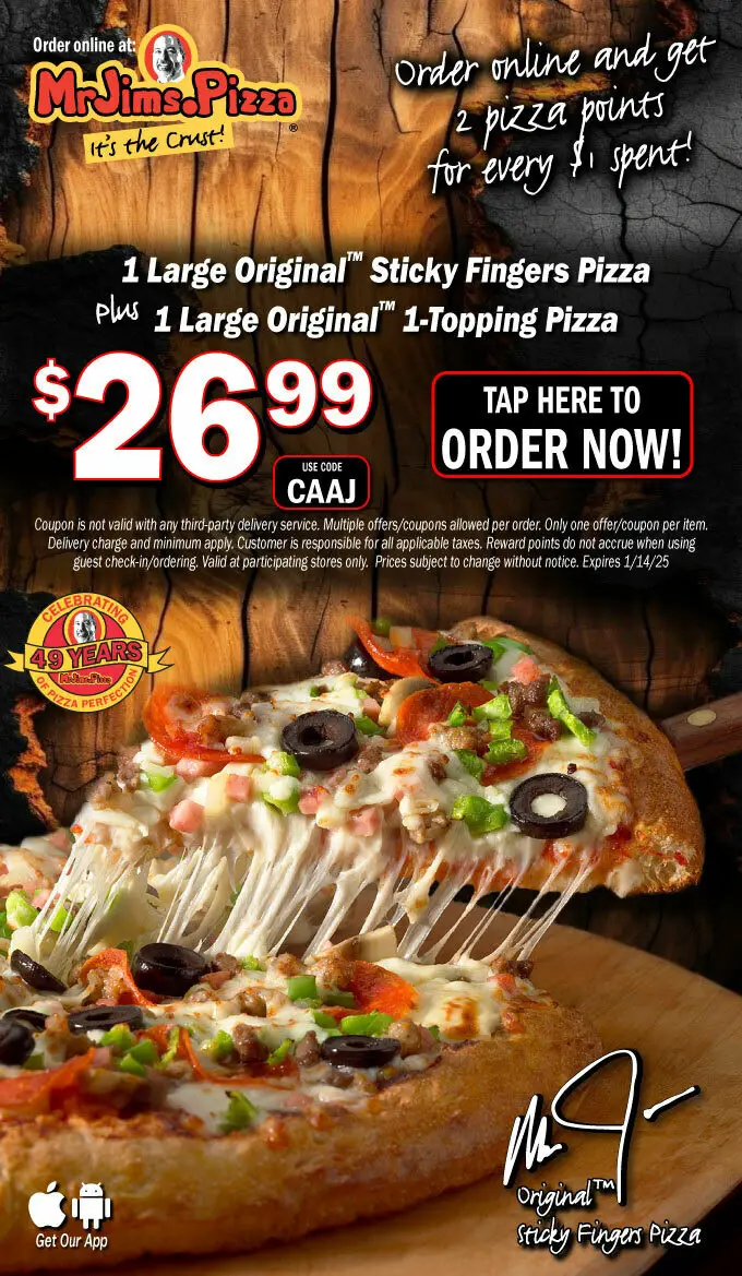 15% Off Mr. Jim's Pizza Coupons &amp; Deals (Jan 2025)